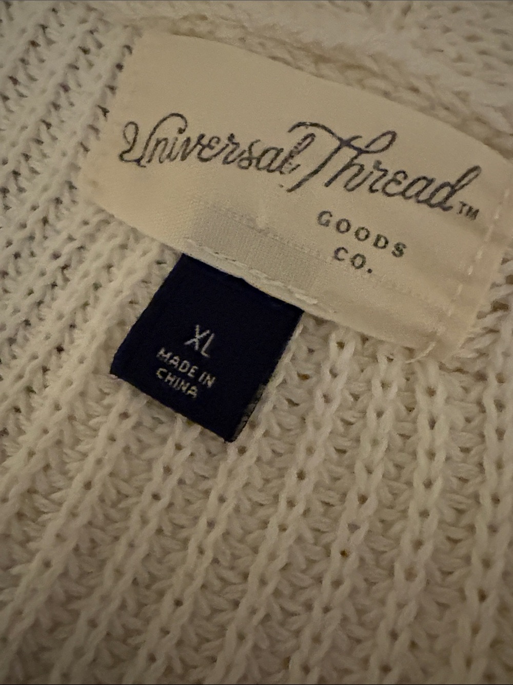 Universal Thread Ivory Open-Front Ribbed Knit Cardigan. Cotton - Picture 5 of 15